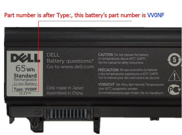 Dell Battery Part number